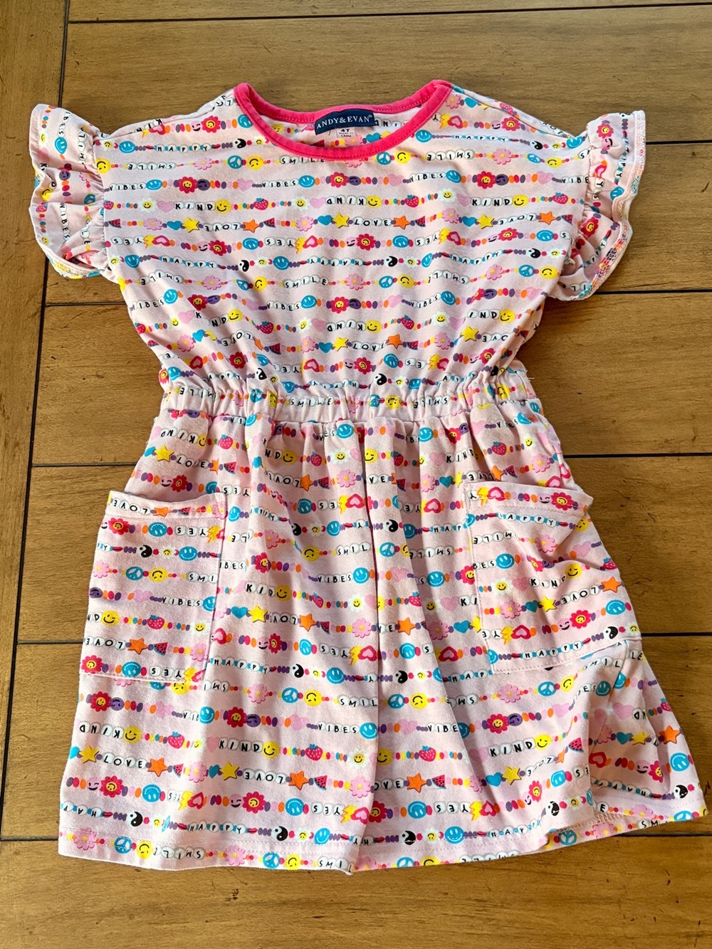 EUC Andy & Evan Girls Pink Friendship Bracelet Dress, Size 4T